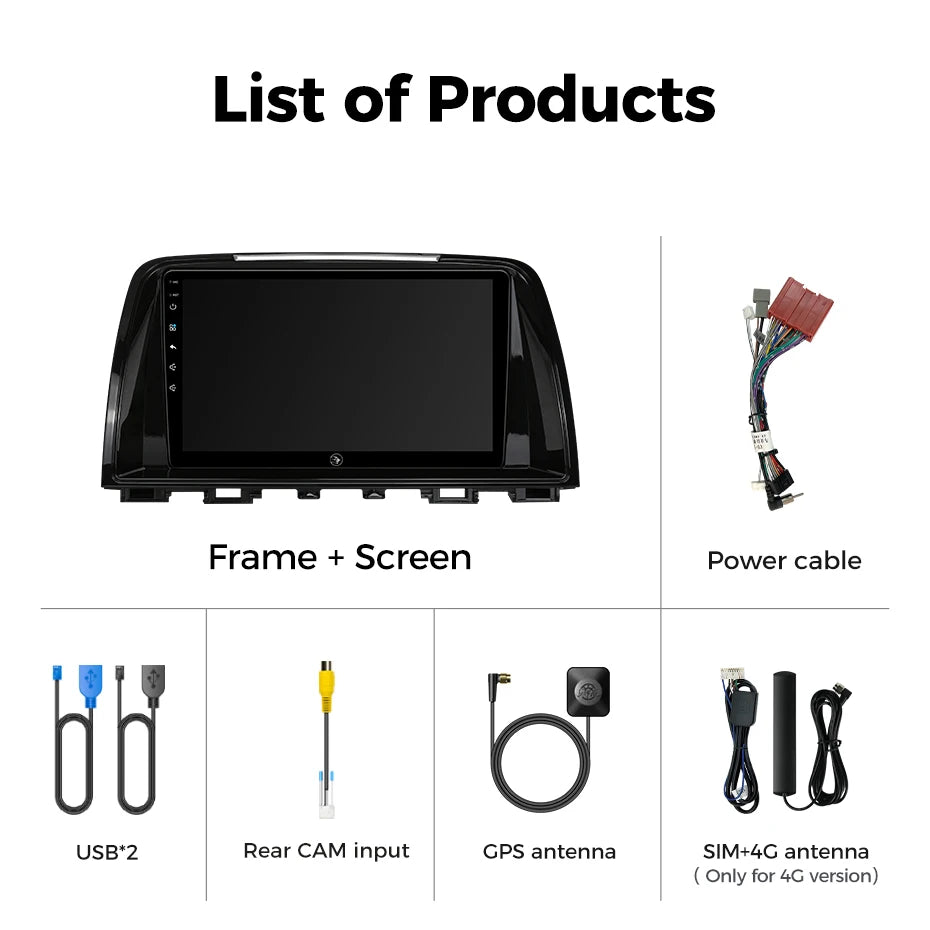 Ainavi Car Multimedia Player For Mazda 6 GJ Atenza 2013 2014 2015 Touring Sport GT wireless Carplay Android Auto 4G Wifi 2din