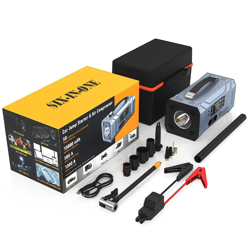 12V  Car Emergency Jump Starter Battery Inflator Vacuum Multi-Function Car Power Bank Igniter