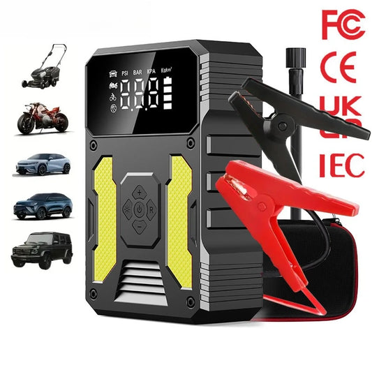 4in1 Portable Jump Starter Power Bank 12V 1500A Car Jump Starter With 150PSI Air Compressor Emergency Booster Lighting Charging