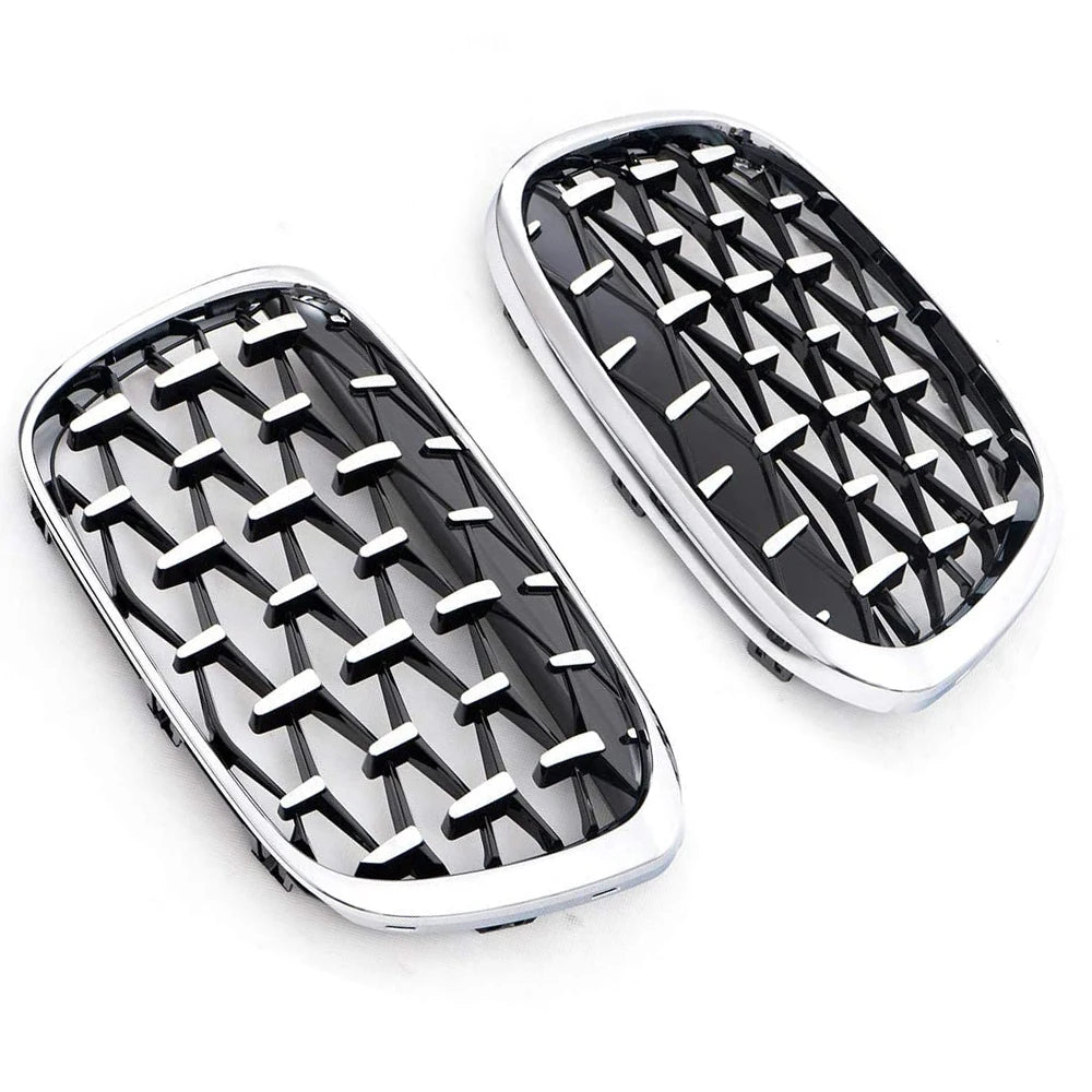 Front Kidney Car Diamond Racing Grilles For BMW X1 F48 F49 2016-2019 Meteor Style Parts AUTO Accessories