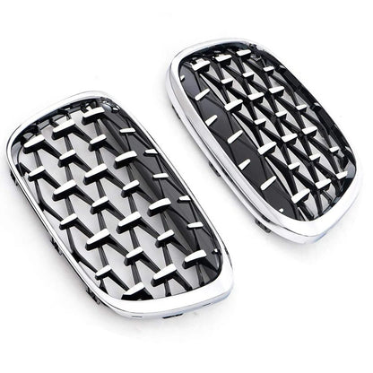Front Kidney Car Diamond Racing Grilles For BMW X1 F48 F49 2016-2019 Meteor Style Parts AUTO Accessories