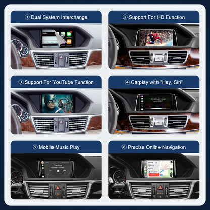 Road Top Wireless CarPlay for Mercedes Benz E-Class W212 E Coupe C207 NTG4.5/4.7/5.0 2011-2015 with Airplay Android Auto