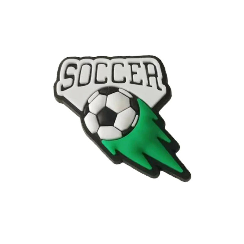 1-20PCS Sport Eat Sleep Soccer PVC Shoe Charms Sandals Shoes Ornaments Buckle Clog Hole Slipper Accessories Holiday Present