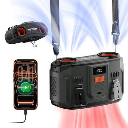 2026 New Upgrade 24000mAh Portable Waist Fan Rechargeable Personal Cooling Belt Clip Fan 100-Speed 20000RPM Dual Motors