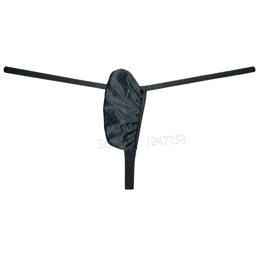 Men Push-out G-string Underwear Thongs and G Strings Low Rise Solid Enhance Pouch Bikini Thong Shiny T-back Lingerie