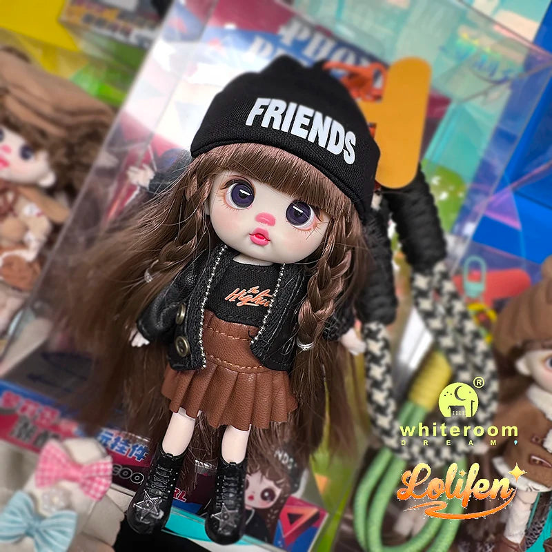 13cm Bjd Doll Trendy Collectible Toy Four Series Styles Changeable Outfit Phone Backpack Pendant Free Dopamine Color Lanyard Mul