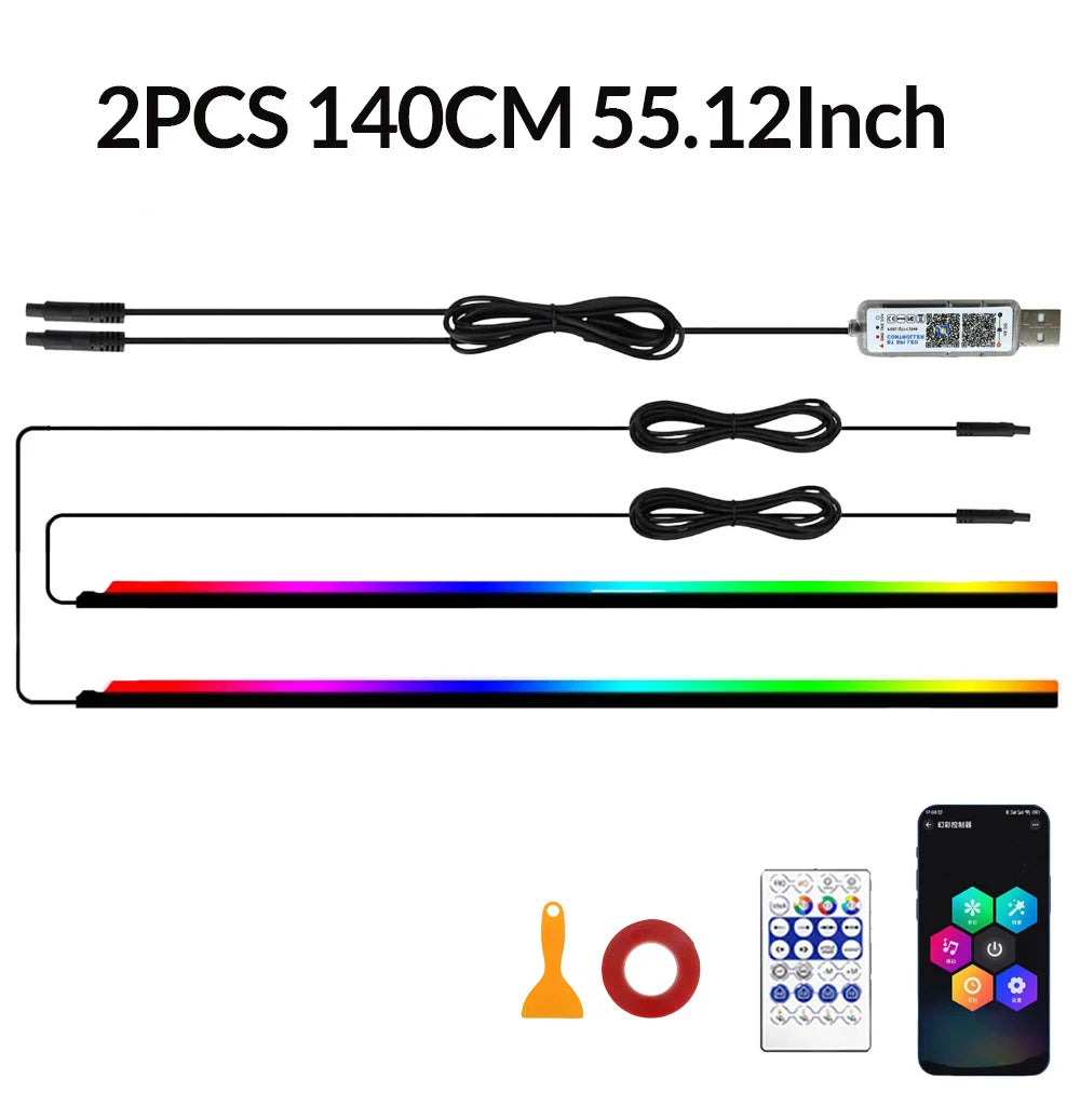Car Interior LED Strip Lights Acrylic RGB Auto Ambient Lighting with Dreamcolor Center Console Dashboard Lamps with APP Remote