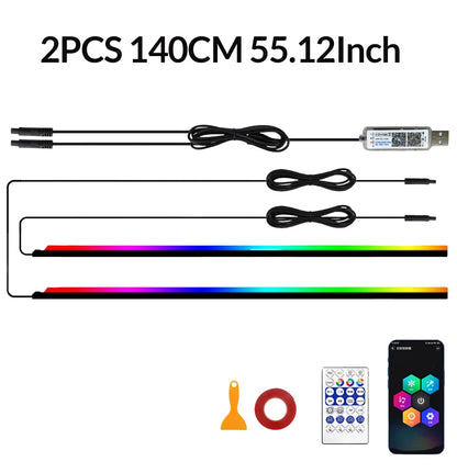 Car Interior LED Strip Lights Acrylic RGB Auto Ambient Lighting with Dreamcolor Center Console Dashboard Lamps with APP Remote