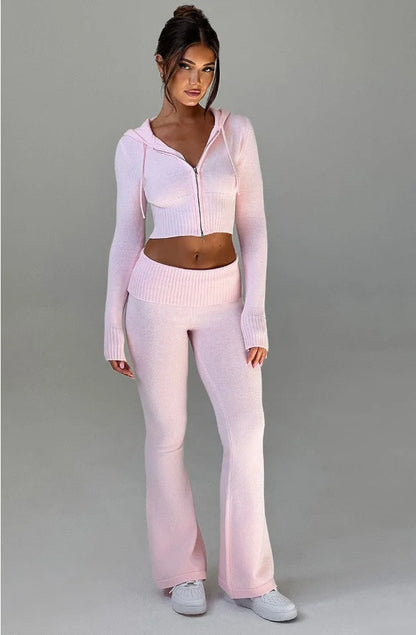 Spring New Women's Clothing Slim-fit Short Hooded Top Casual Pants Fashion Suit Women's Two-piece Set