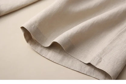 Fashionable Retro Linen Top And Pants Set for Women High End Cotton Linen Ensemble Summer 2026 Elegant Two Piece Suit