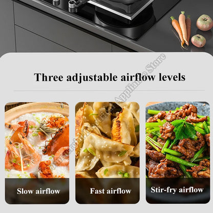 Range Hood With Voice and Waving Smart Control Low Noise Cookware Chimney Smart Sensor Kitchen Range Hood