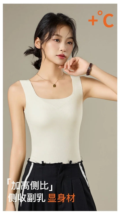 M-2XL For 40-75kg German Velvet Thermal Tank Top Women With Chest Pad Autumn and Winter Thickened Seamless Underwear