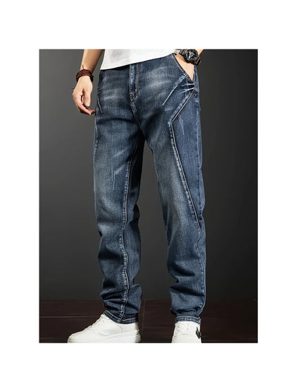 FY10094 Men's loose jeans, loose men's jeans, men's cargo pants, spliced casual pants mens jeans men pants men pants