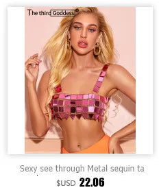 Sexy y2k clothes metal rhinestone corset crop top women summer body beach halter tank top see through nightclub party tops bra