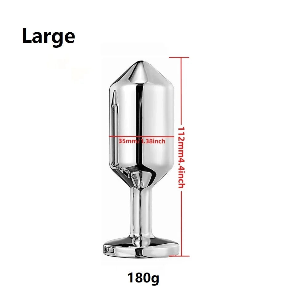 Metal Anal Beads Butt Plug Set Small Medium Large Anal Plug Silicone Base Wearable Sex Toy For Man Woman