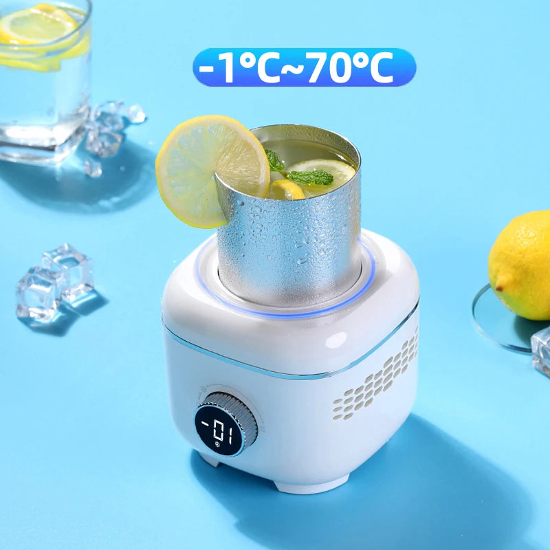 2 in 1 Electric Cooling Heating Cup Beverage Coffee Mug Warmer Cooler Mini Smart Refrigerator for Milk Drinks Thermos Cup 12V