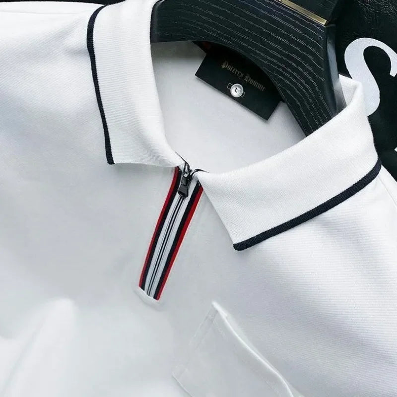 Winter Mens Polo Shirts High Quality Pullover White Polyester Japan Social Korean Autumn Long Sleeve Sale New Male Sweatshirts