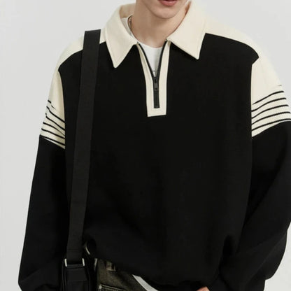 High Quality Baggy Male Sweatshirts Long Sleeve Mens Polo Shirts Luxury 2025 Sale Elasticity Regular Fit Cotton Tops Xl Pullover