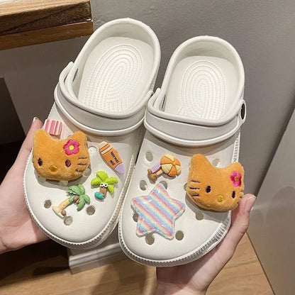 Plush Hello Kitty Series Shoes Charms Sets For Clogs Cute Cartoon Sweet Style Diy Decoration Xmas Party Gifts Favors