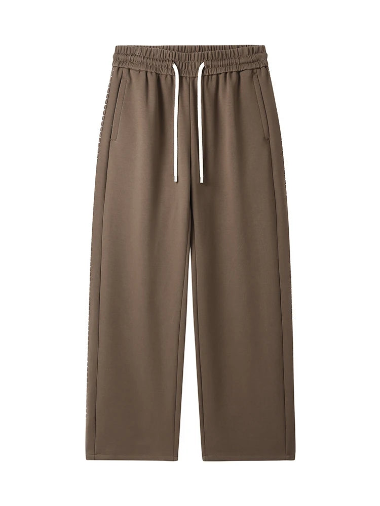 2025 Autumn New Heavy Cotton Sweatpants Men High Quality Air Layer Fabric Loose fit Straight Sport Pants Draped Knitting Trouser