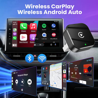 2026 2in 1 Wireless CarPlay Dongle Wireless Android Auto Adapter AI Smart Box 5Ghz WiFi Type-C/USB Plug and Play Car accessories