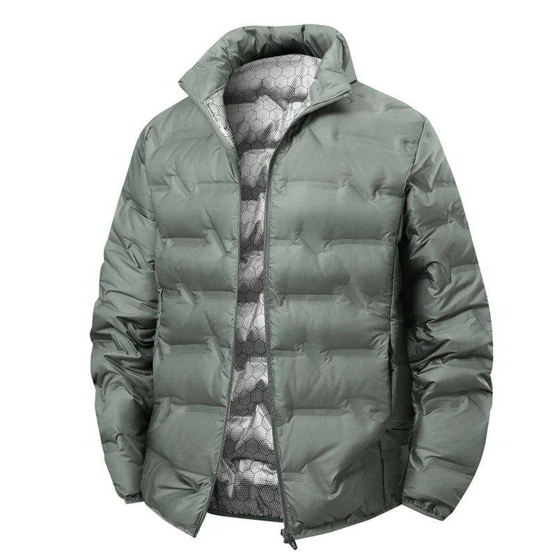 Solid-color middle-aged down jacket for winter warmth, padded lapel cardigan, thick and versatile down jacket