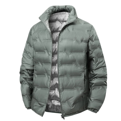 Solid-color middle-aged down jacket for winter warmth, padded lapel cardigan, thick and versatile down jacket