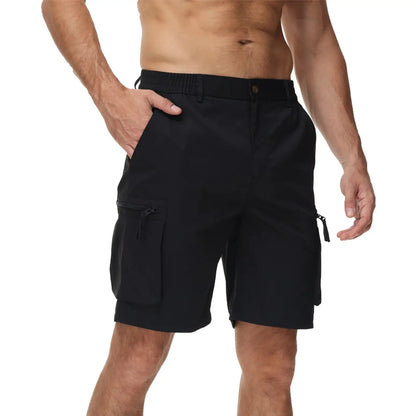 Men's Summer Breathable Cargo Shorts Loose Casual  Elastic Waist Multi-Pocket shorts Suitable for Outdoor Sports And Daily Wear