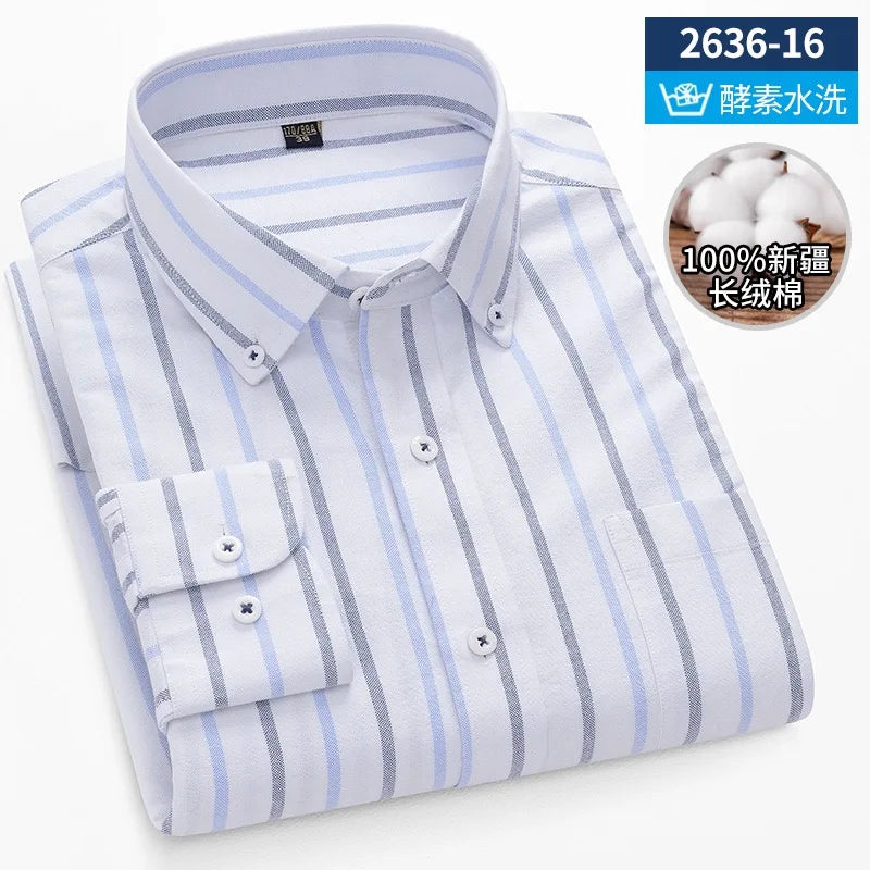 Men's long sleeve shirt pure cotton breathable comfortable business casual slim top shirt trend spring and summer formal wear