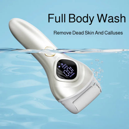Home-use washable foot care device, exfoliating and scrubbing electric scrubber with LCD screen, washable and smoothing foot