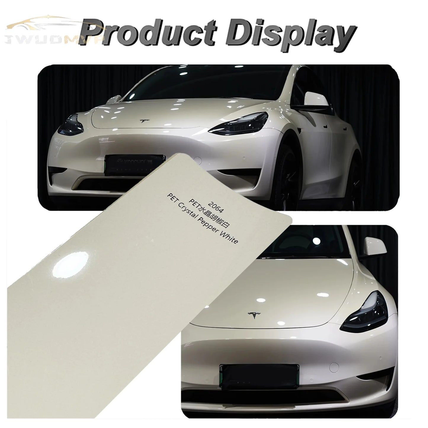 1.52*16m/lot PET Crystal Pepper White Car Paint Color-Changing PPF Vinyl Sticker Wrap PET Pearl Car Body Film