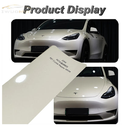 1.52*16m/lot PET Crystal Pepper White Car Paint Color-Changing PPF Vinyl Sticker Wrap PET Pearl Car Body Film