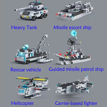 Huge size 1560PCS Navy war ship Army Ship Model Warship 6 in 1 Multi-Shape Combination Building blocks Toys For Kids