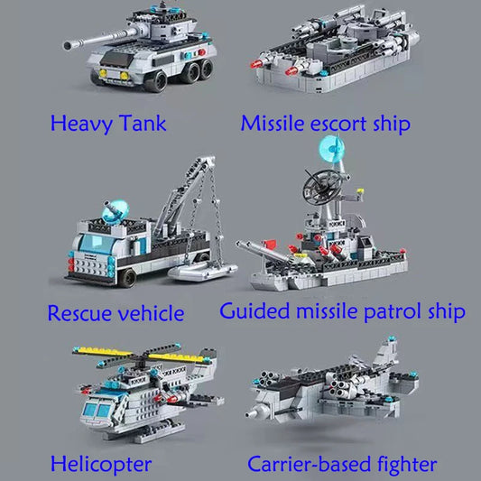 Huge size 1560PCS Navy war ship Army Ship Model Warship 6 in 1 Multi-Shape Combination Building blocks Toys For Kids