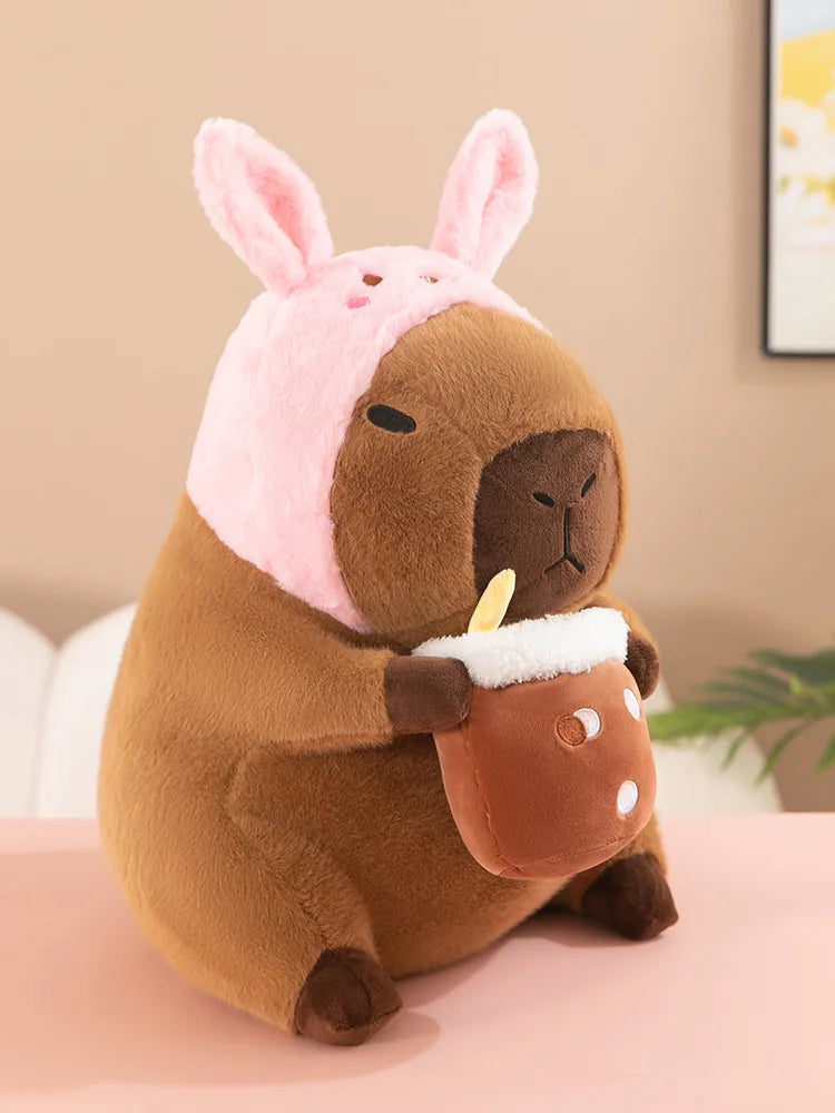 Capybara Plush Toy Simulation Capibara Cosplay Unicorn Dinosaur Dress Boba Bread Fruit Food Decor Birds Bubble Stuffed Animals