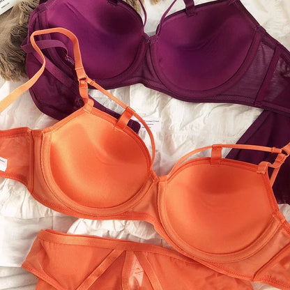 2 Pieces Fashion Lace Underwear Set Women Sexy Hollow Bandage Push Up Bra Set Europe High Quality Lingerie Plus Size CD Cup Bras
