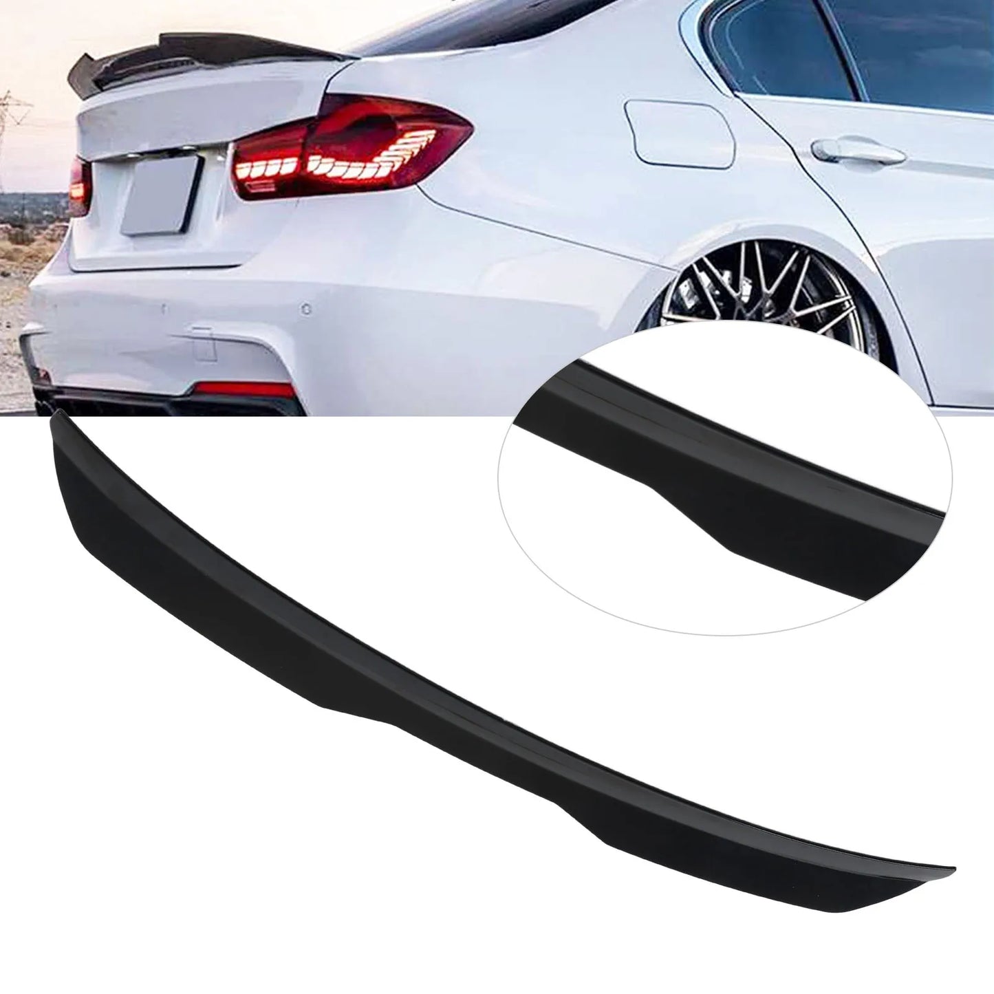 Rear Window Roof Spoiler Visor Deflector Universal Fit Reduce Resistance Window Top Lip Molding Trim Glossy Black