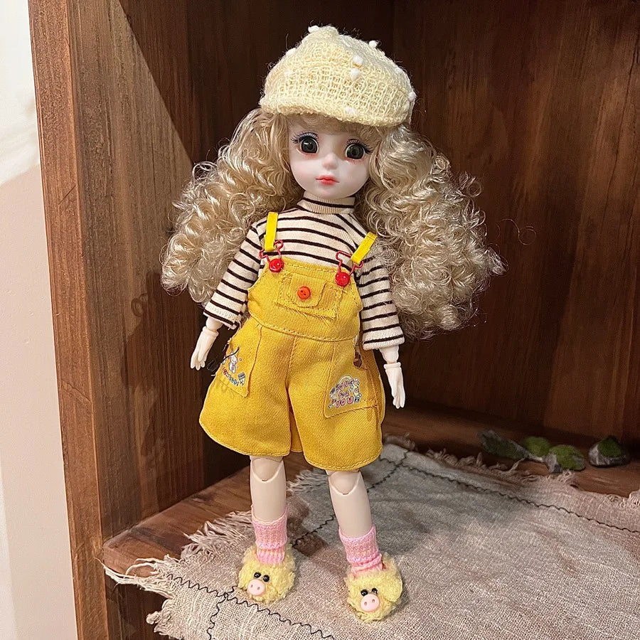 30cm 1/6 Fashion Girls Dress Up Doll Movable 20 Joints Cute Sweet Face Festival Gift with Clothes Shoes BJD Princess Doll Toy