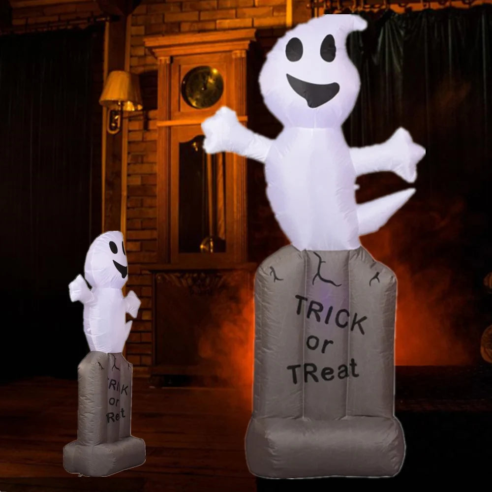 5/8FT Inflatable Halloween Decor Tombstone Ghost Pumpkin Skull Decoration Outdoor Horror House Yard Garden Props Halloween Party
