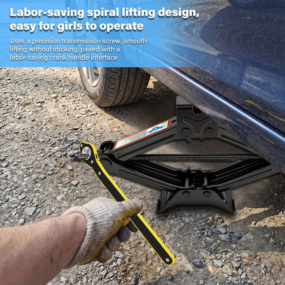 1.5T/2T Car Scissor Jack Auto Emergency Crank Lift Stand Labor-Saving Repair & Tire Replacement Tool with Wrench for SUV Vehicle