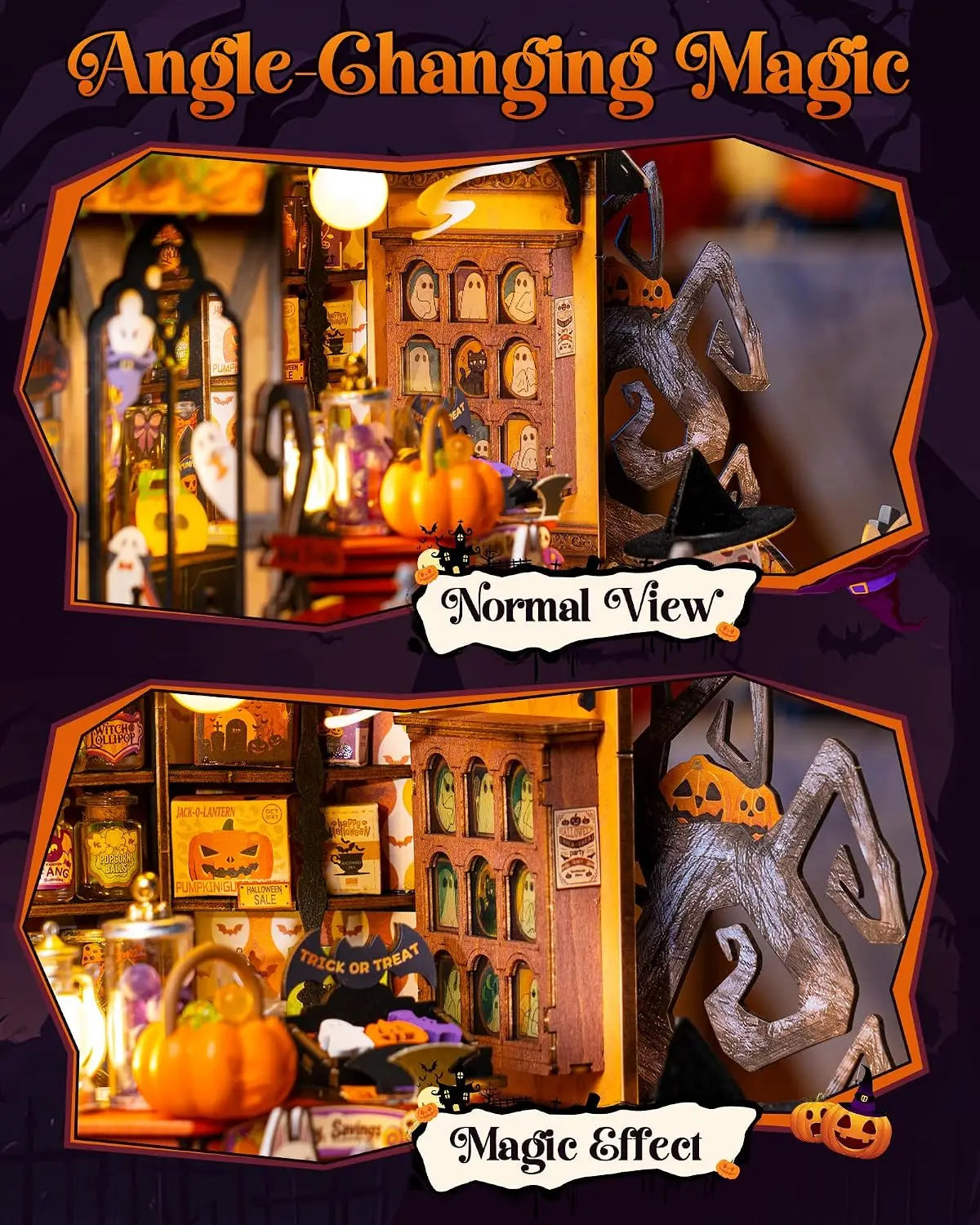 Rolife Haunted Candy House DIY Miniature House Kit Model Kit Spooky Cute Miniature House Home Decor For Halloween and Christmas