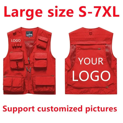 Custom Logo Men's Fleece Vest Winter Warm Sleeveless Jacket Casual Outdoor Sports Waistcoat Male Plus Size 7XL Brand Clothing