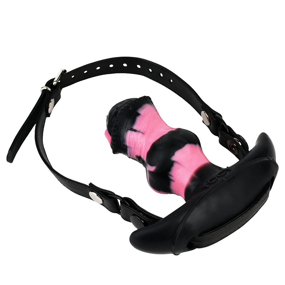 YOCY Mouth Gag Horse Dildo 10 Modes Bullet Vibrator Adjustable Leather Strap Sex Toy For Couple Game Bondage