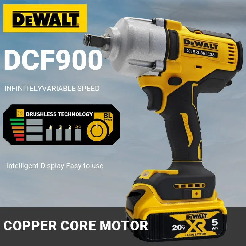 DEWALT DCF900 Brushless Cordless Impact Wrench – 1/2" Compact High Torque 3-Speed Adjustment, Pneumatic Barrel for Tire Removal