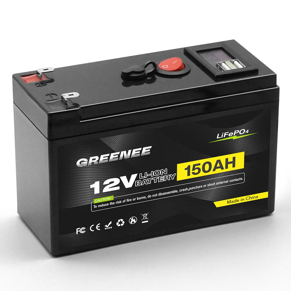 12V 150Ah Lithium LiFePO4 Deep Cycle Battery 4000+ Cycles Rechargeable Battery Lithium Iron Phosphate for Solar Wind Power