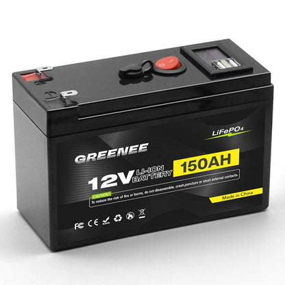 12V 150Ah Lithium LiFePO4 Deep Cycle Battery 4000+ Cycles Rechargeable Battery Lithium Iron Phosphate for Solar Wind Power