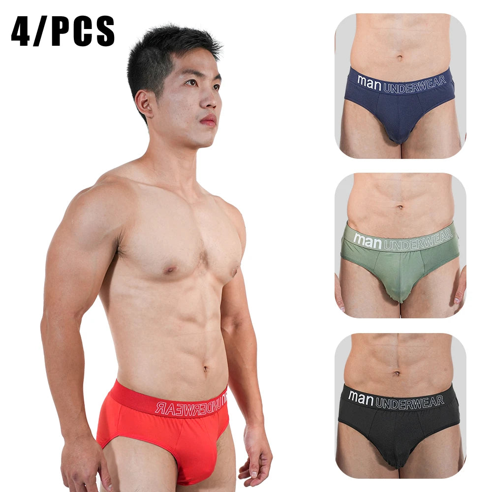4pcs Mens Briefs Underpants Loose Plus Size Briefs Mid Waist Black Gray Sports Underwear Heavyweight Boys Breathable Panties 6XL