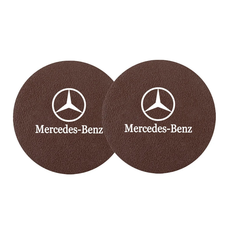 2Pcs Car Coasters Water Cup Mats Waterproof Slot Pads For Mercedes Benz AMG Smart W205 C300 W203 W206 W108 W124 W126 W140 W168