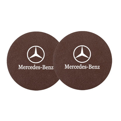 2Pcs Car Coasters Water Cup Mats Waterproof Slot Pads For Mercedes Benz AMG Smart W205 C300 W203 W206 W108 W124 W126 W140 W168