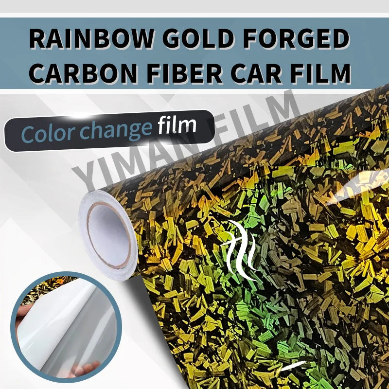 High Gloss Forged Laser Rainbow Carbon Fiber Silver Car Carbon Film Black Vinyl Wrap Tuning Auto Accessories Sticker for Car